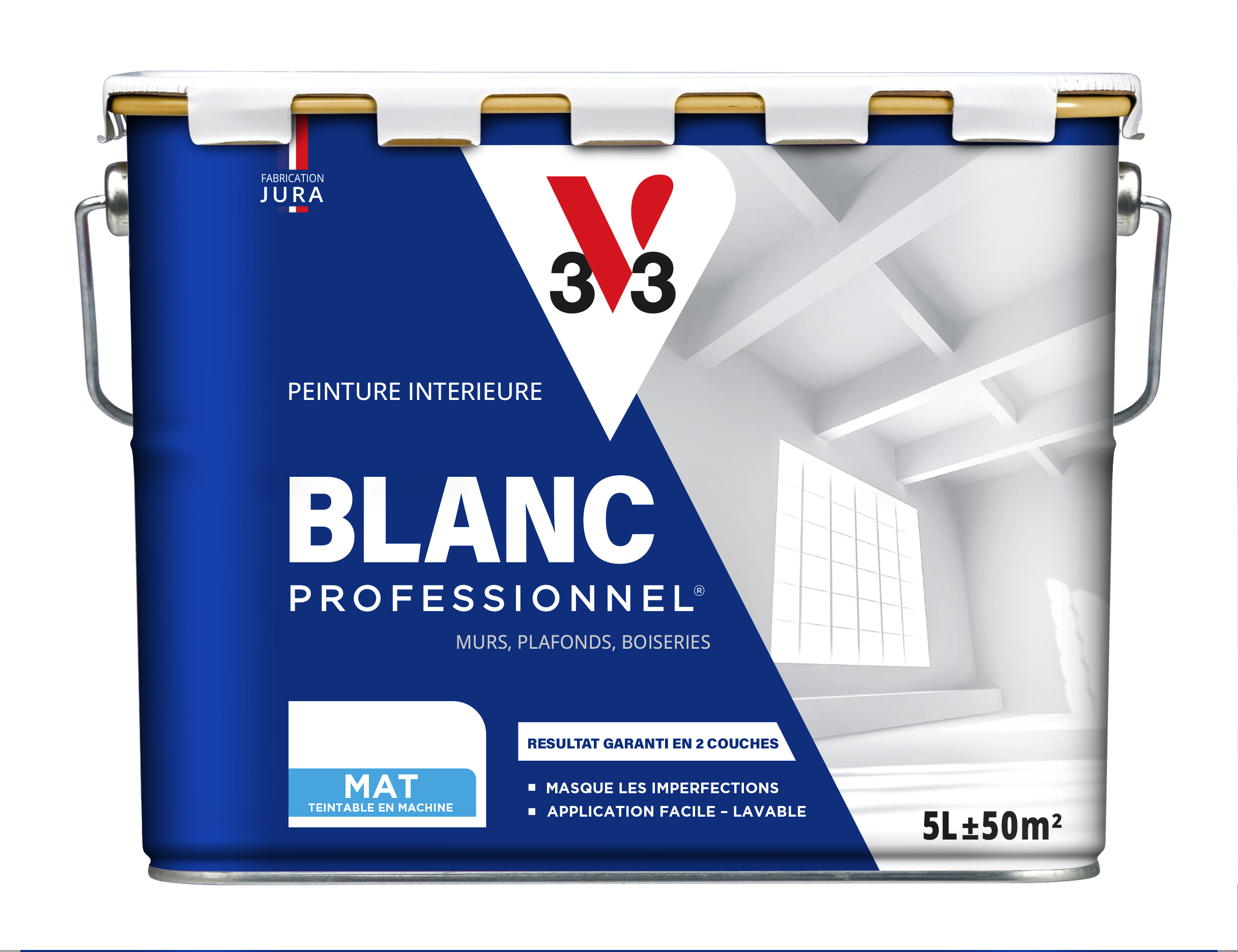Peinture blanc professionnel acrylique mat 5L - V33